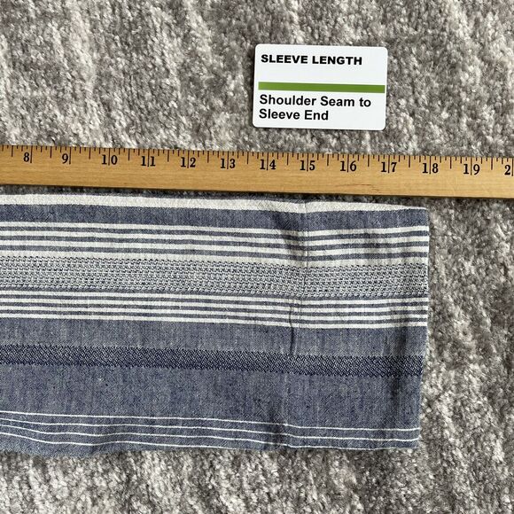 Soft Surroundings Button-Up Tunic Women Size S Blue Stripe Linen-Cotton Blend - Picture 8 of 15